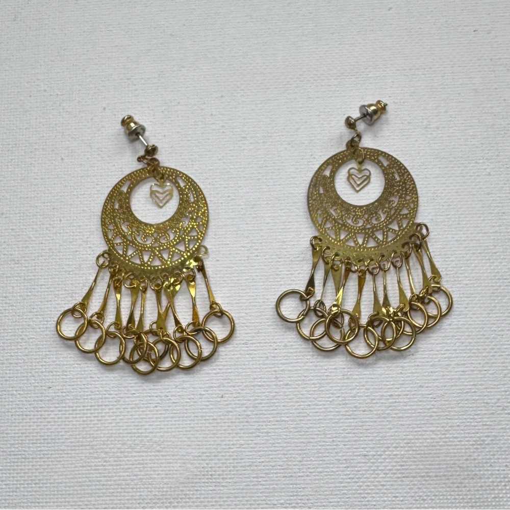 Earrings Goldtone Dangle Tassles Earrings ,vintage